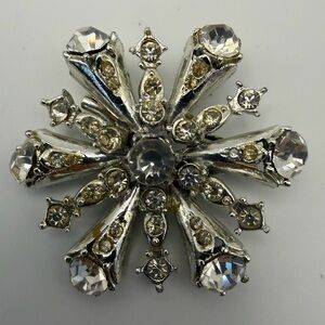 Coro Signed Rhinestone Starburst Brooch Vintage